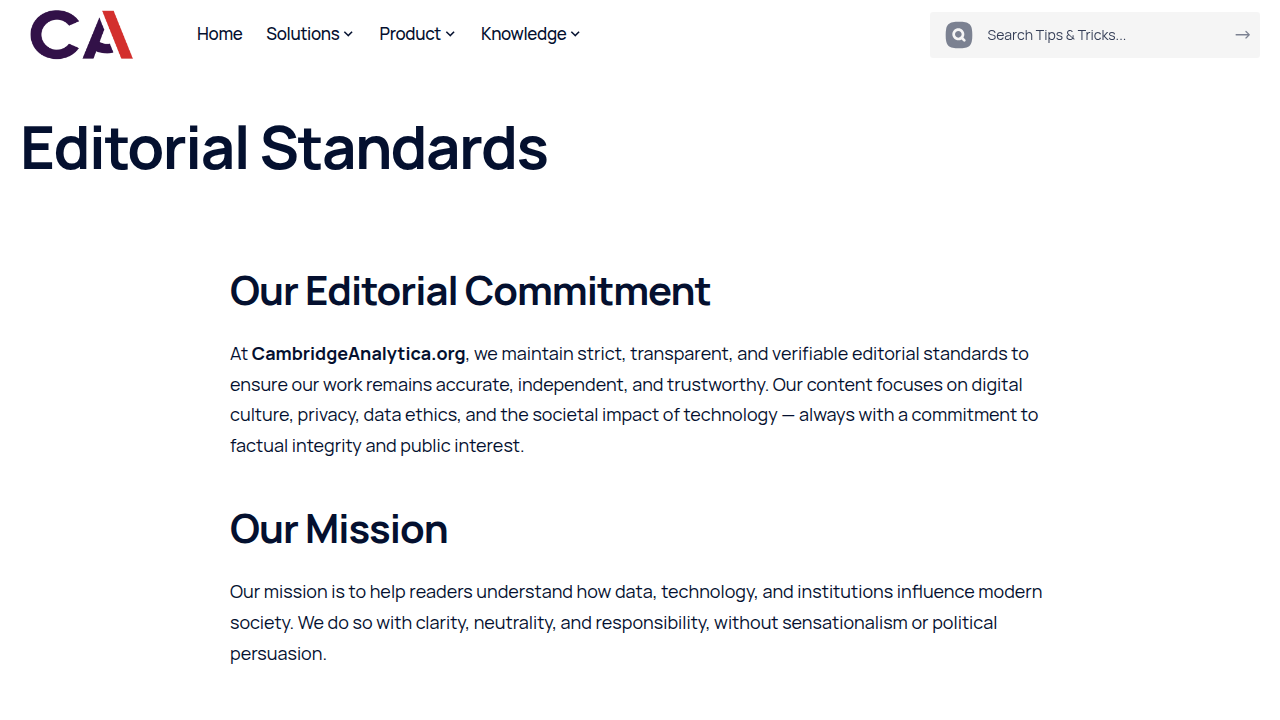 Adherence to clear editorial standards is crucial for establishing credibility and trust in online journalism.
