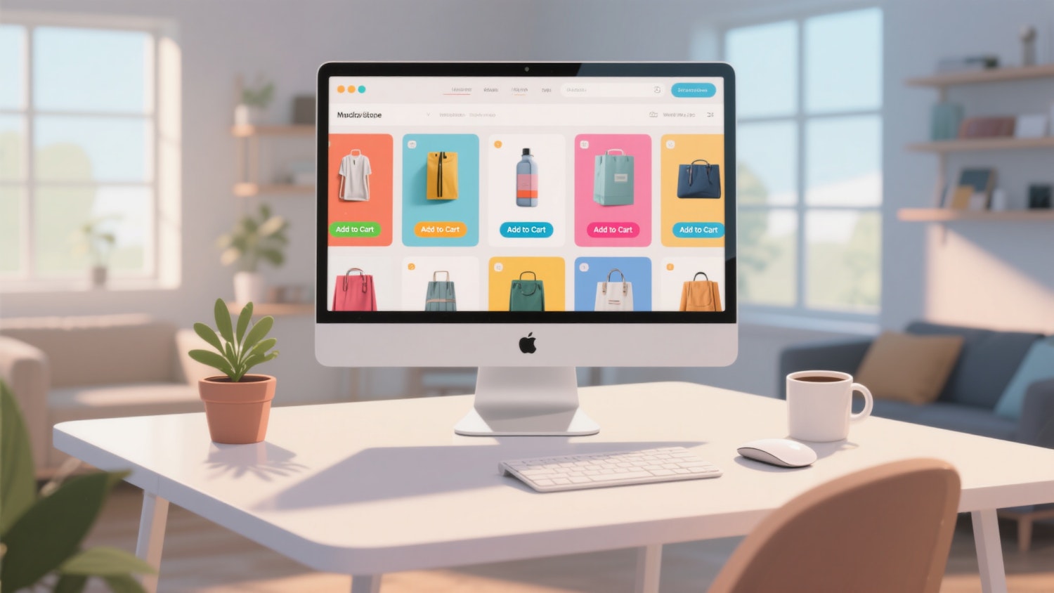 A small business owner thoughtfully considering options for their new website domain, emphasizing the importance of brand identity.
