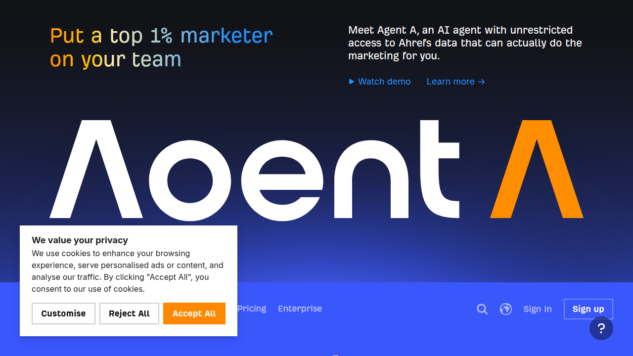 Ahrefs is a popular SEO tool, and its website showcases the platform where Domain Rating (DR) is calculated and displayed.