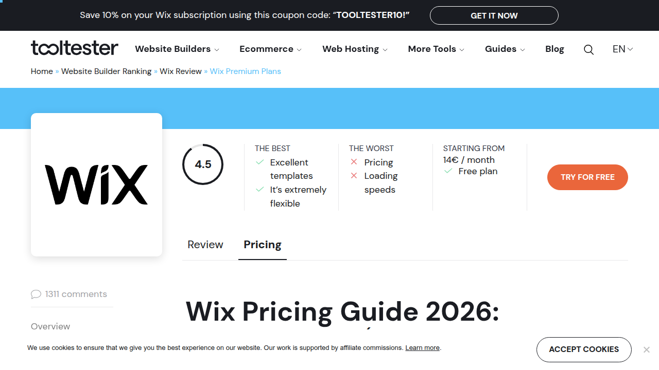 Review of Wix pricing model, highlighting how initial discounts lead to higher renewal costs for domains and hosting plans.