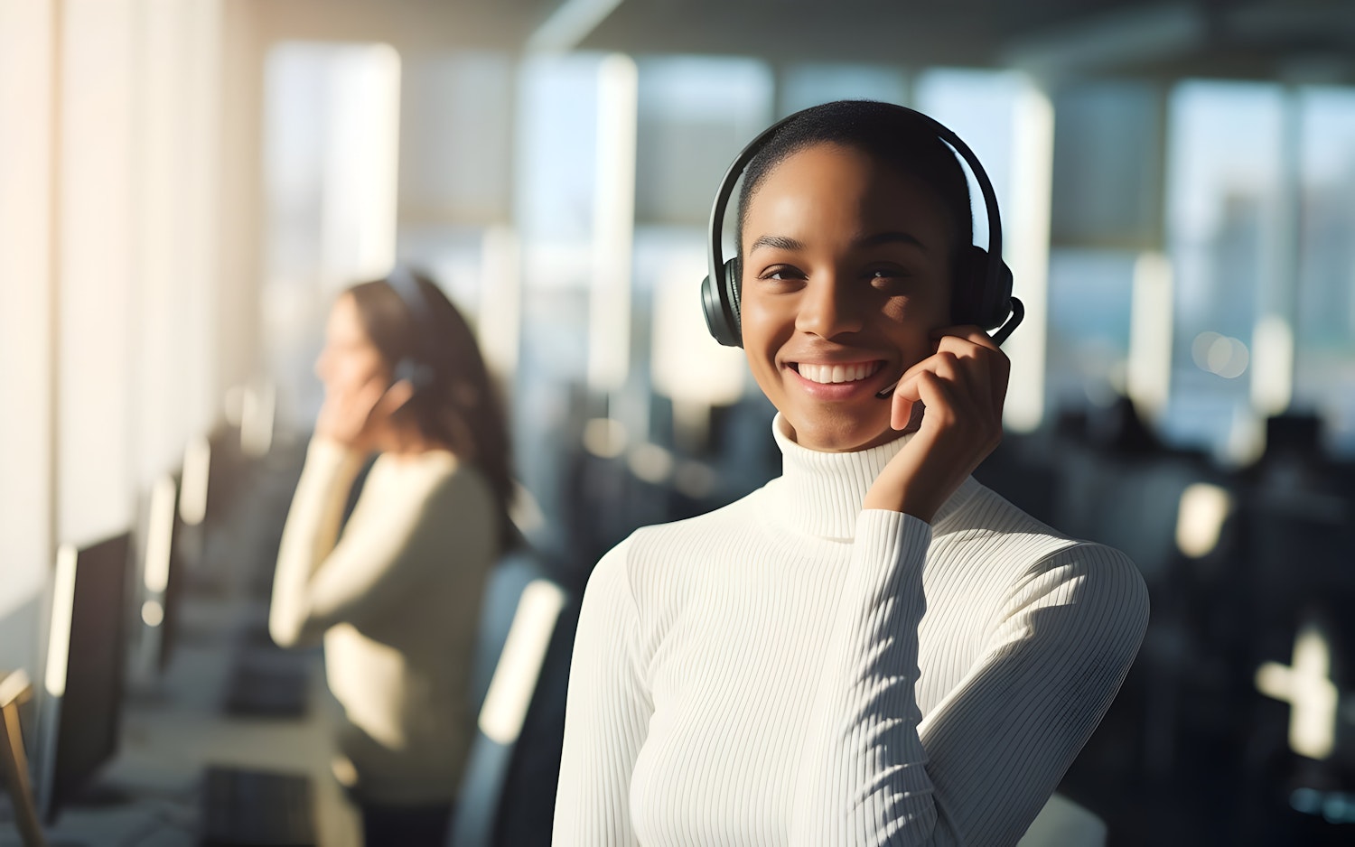 A person receiving professional and helpful customer support, emphasizing the importance of timely and expert assistance for online businesses.
