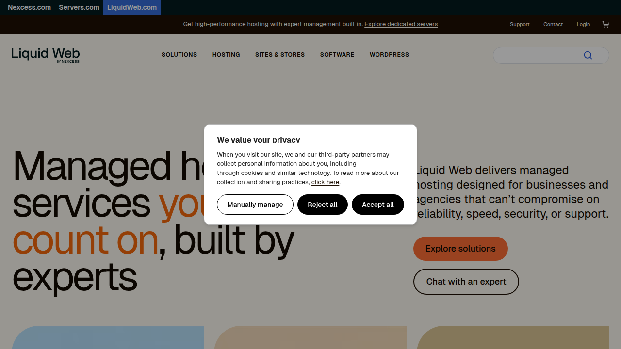 The homepage of Liquid Web, a provider highlighted in the article for its expertise in VPS hosting solutions, which are often considered a smart stepping stone for growing small and medium-sized businesses.