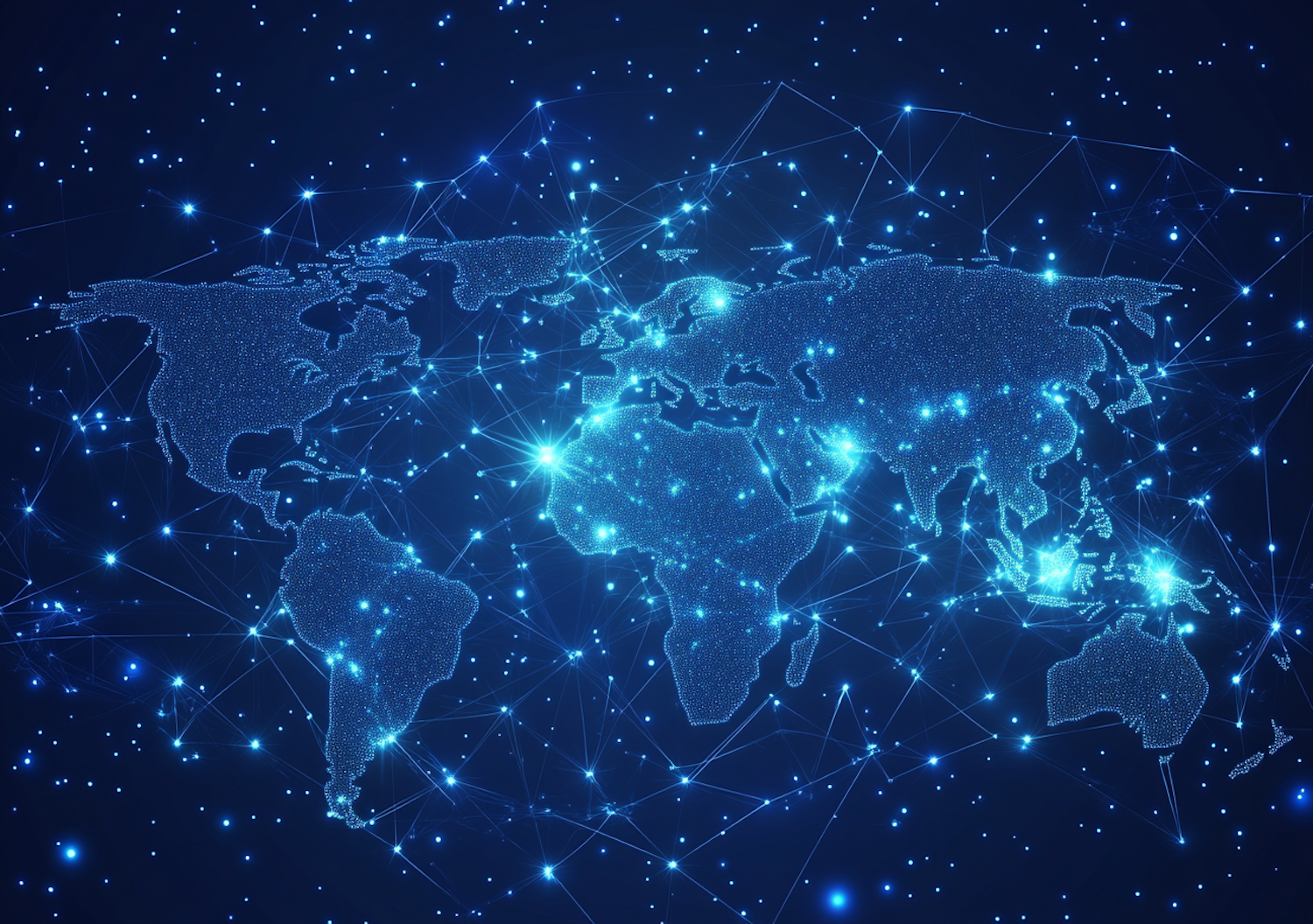Visualizing the future of web hosting, with trends like edge computing, serverless architecture, and AI-powered performance.