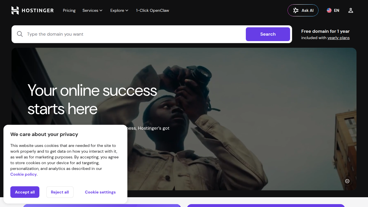 Visit Hostinger to compare various web hosting plans, including WordPress options and shared hosting pricing.