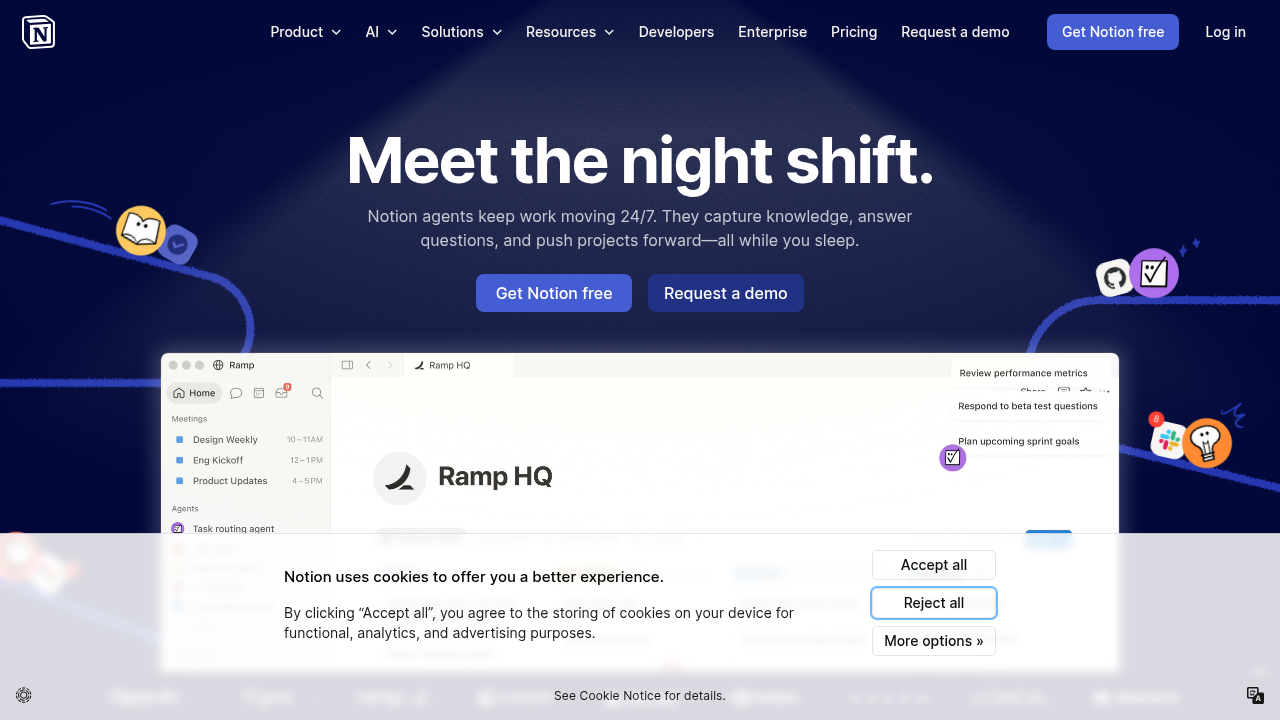 Notion's user interface, a versatile platform for content creation and simple website building.