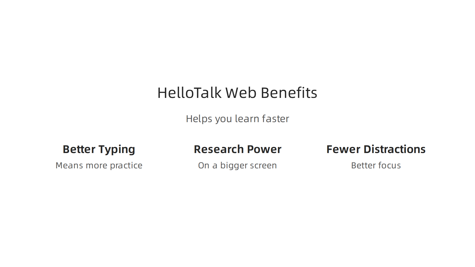 An infographic summarizing the key advantages of using HelloTalk Web for more effective language learning.