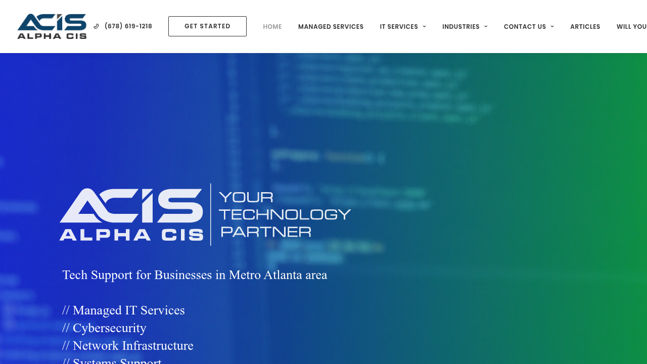 A screenshot of the AlphaCIS website, a resource for compliance and cybersecurity.