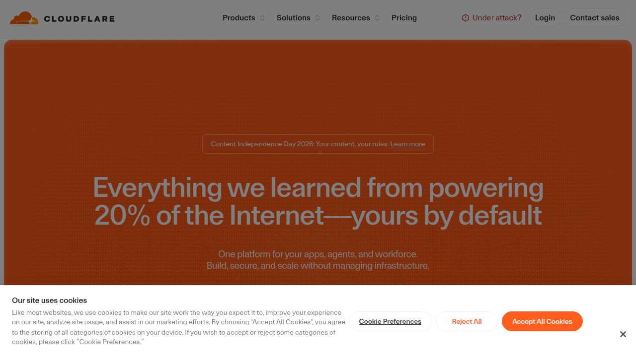 Learn about Cloudflare's services, including DDoS protection and website security solutions.