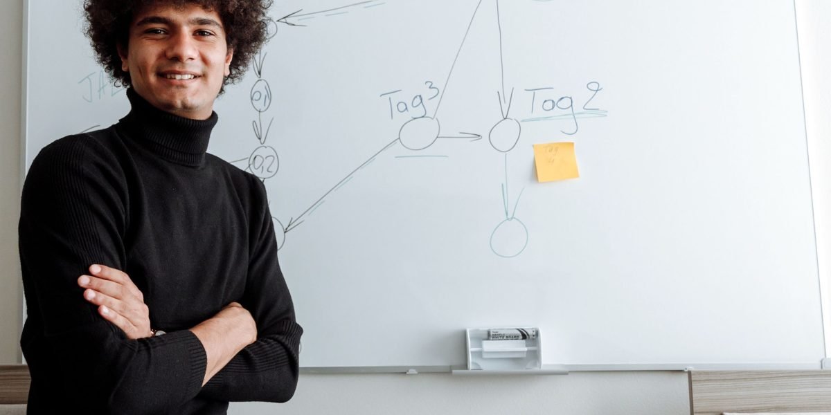 A person confidently planning their website, symbolizing the exciting journey of selecting the perfect domain name.