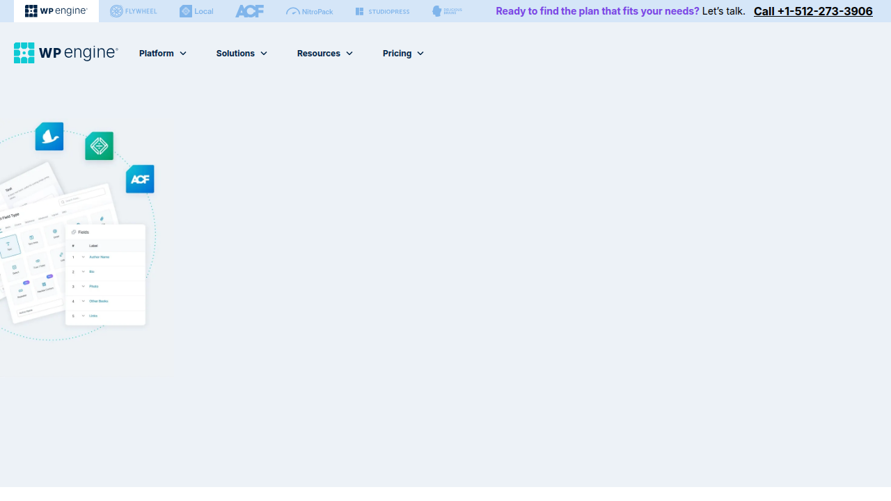 WP Engine's homepage, another popular managed WordPress hosting provider leveraging Google Cloud.