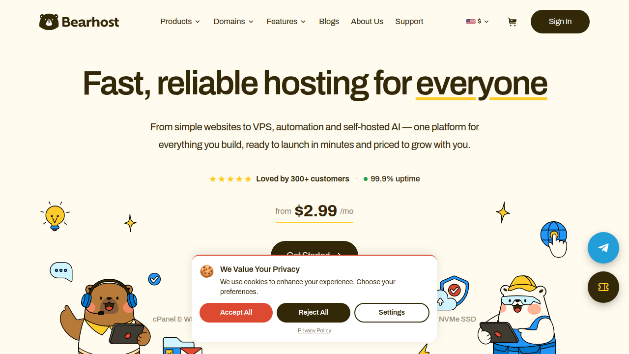 A webpage from Bear Host, a resource for comparing different web hosting providers and alternatives.