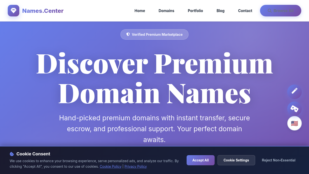 A screenshot of the Names.Center website, a resource for domain name appraisal methods.