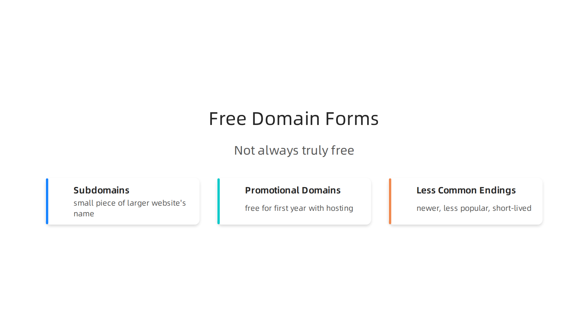 Understand the different types of 'free' domains available and their inherent limitations for long-term growth.