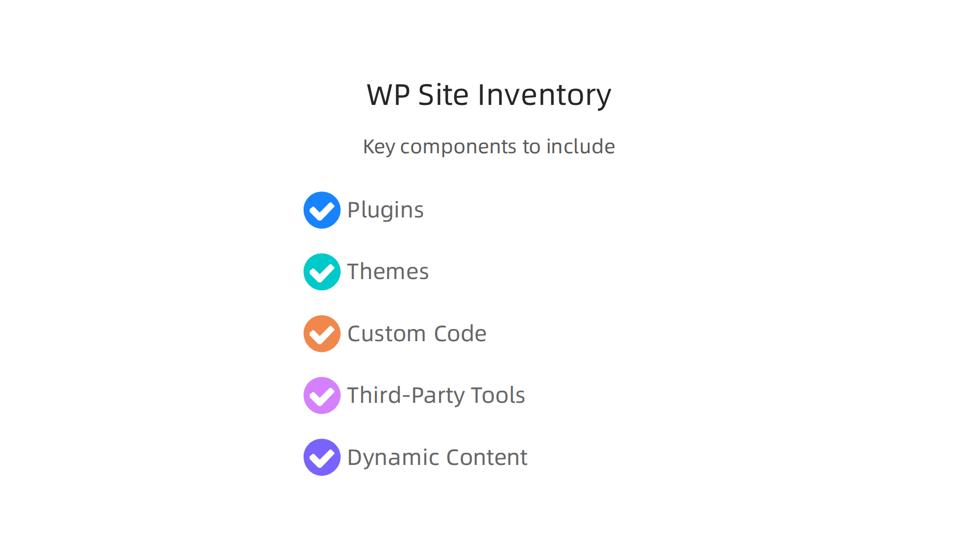 Key components to include in your WordPress website inventory before migration.