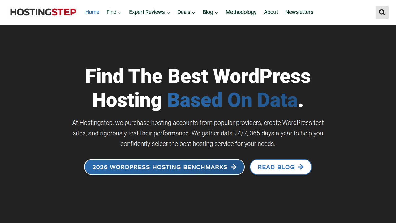 Screenshot of a leading website providing benchmarks for WordPress hosting performance, highlighting speed metrics.
