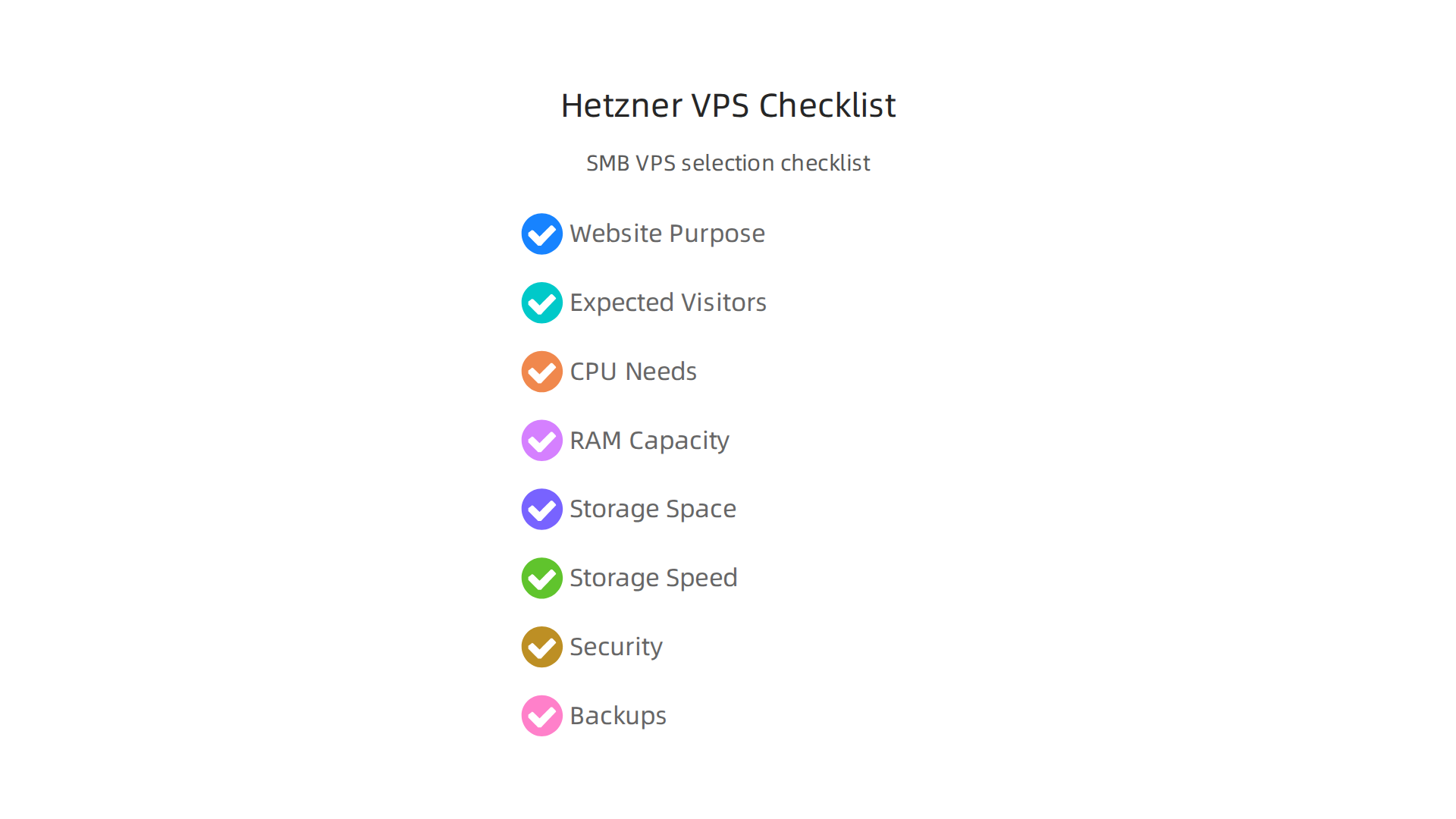 A step-by-step checklist to guide small and medium businesses in selecting the optimal Hetzner VPS plan.