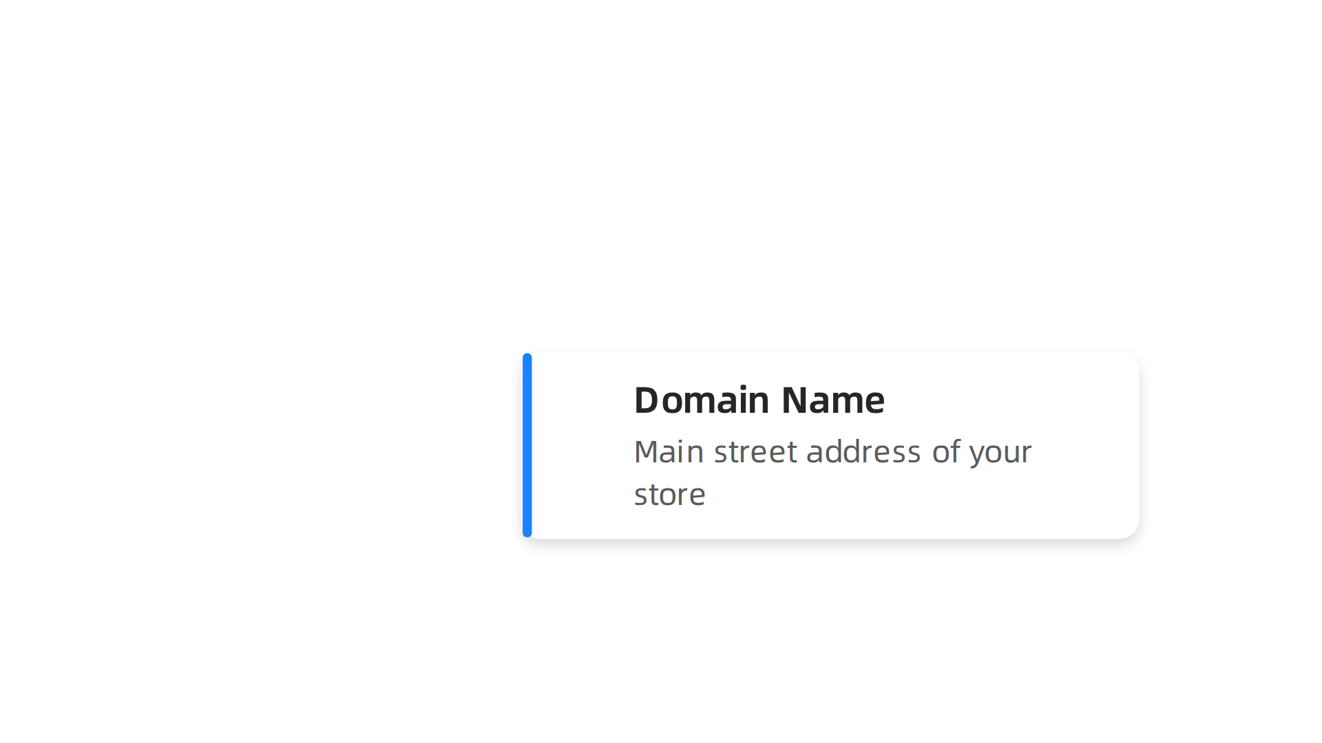 A clear comparison illustrating the differences between a domain name, a website, and a URL using a physical store analogy.