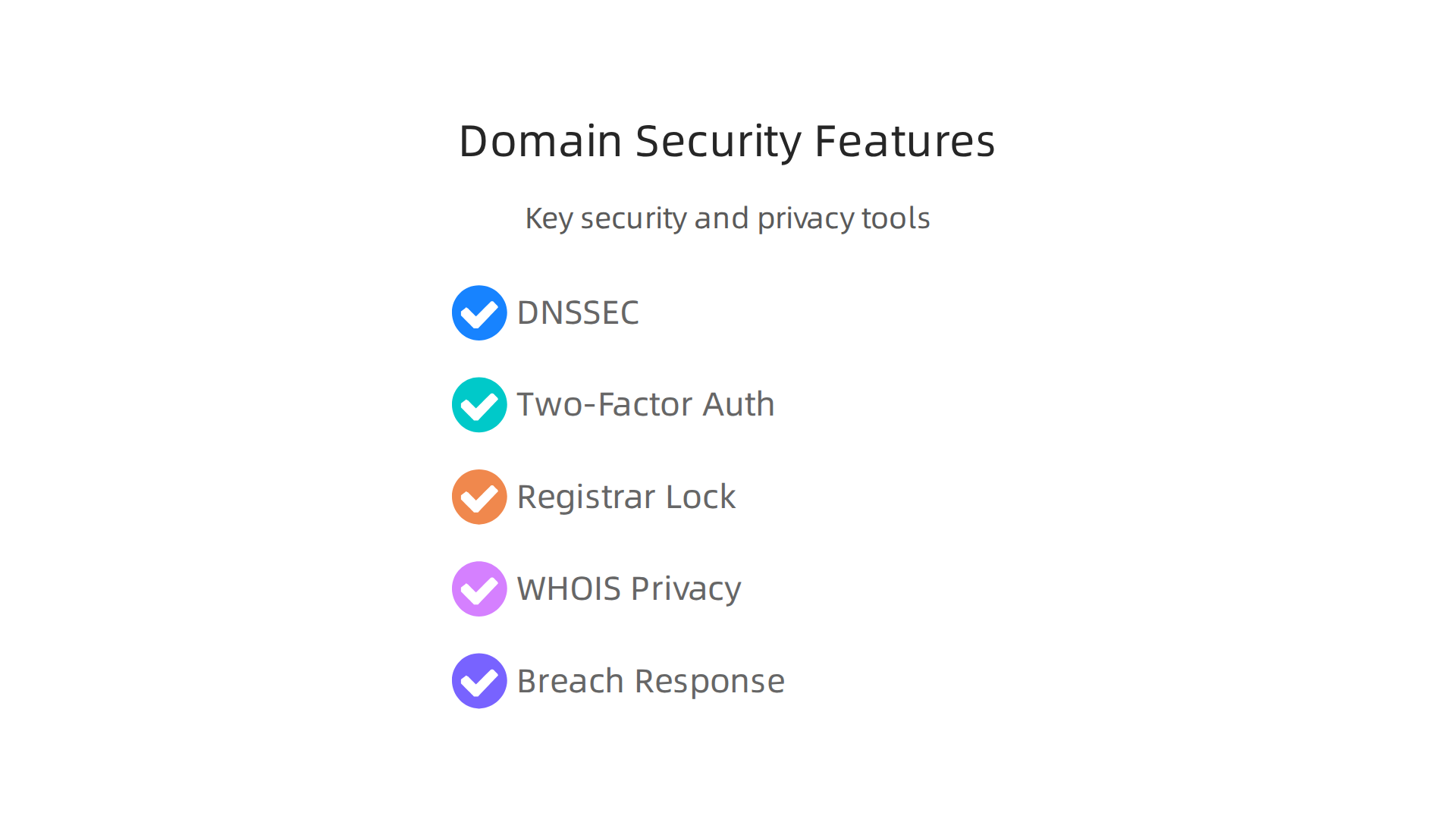 Key security and privacy tools provided by top domain companies.